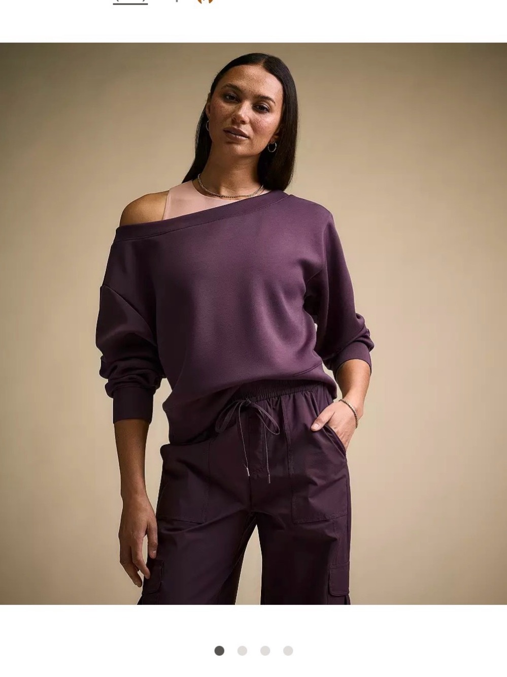 Women’s Off-Shoulder Pullover Sweater in Plum
